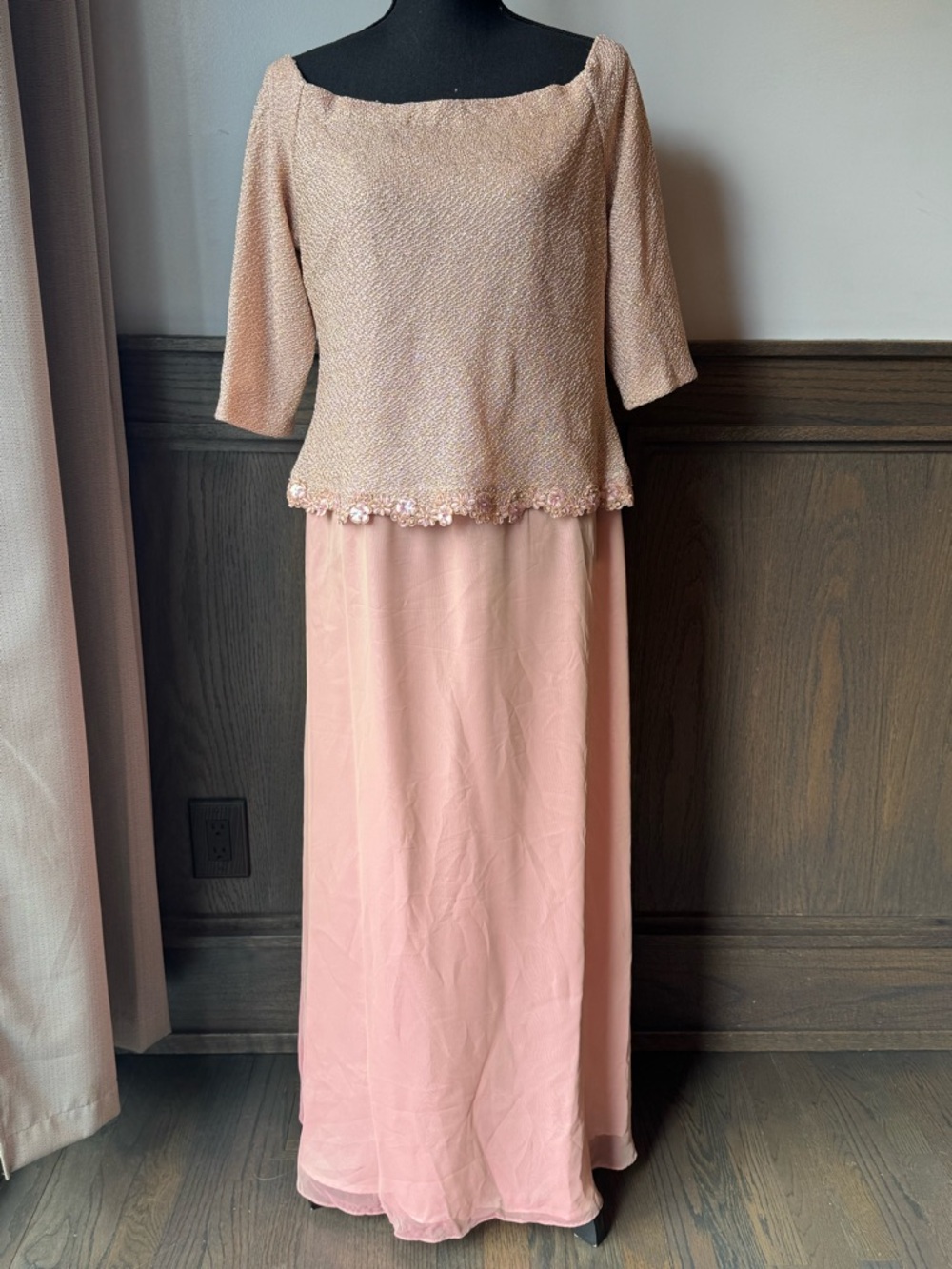Michaelangelo Light Blush Pink Peach Maxi dress 16